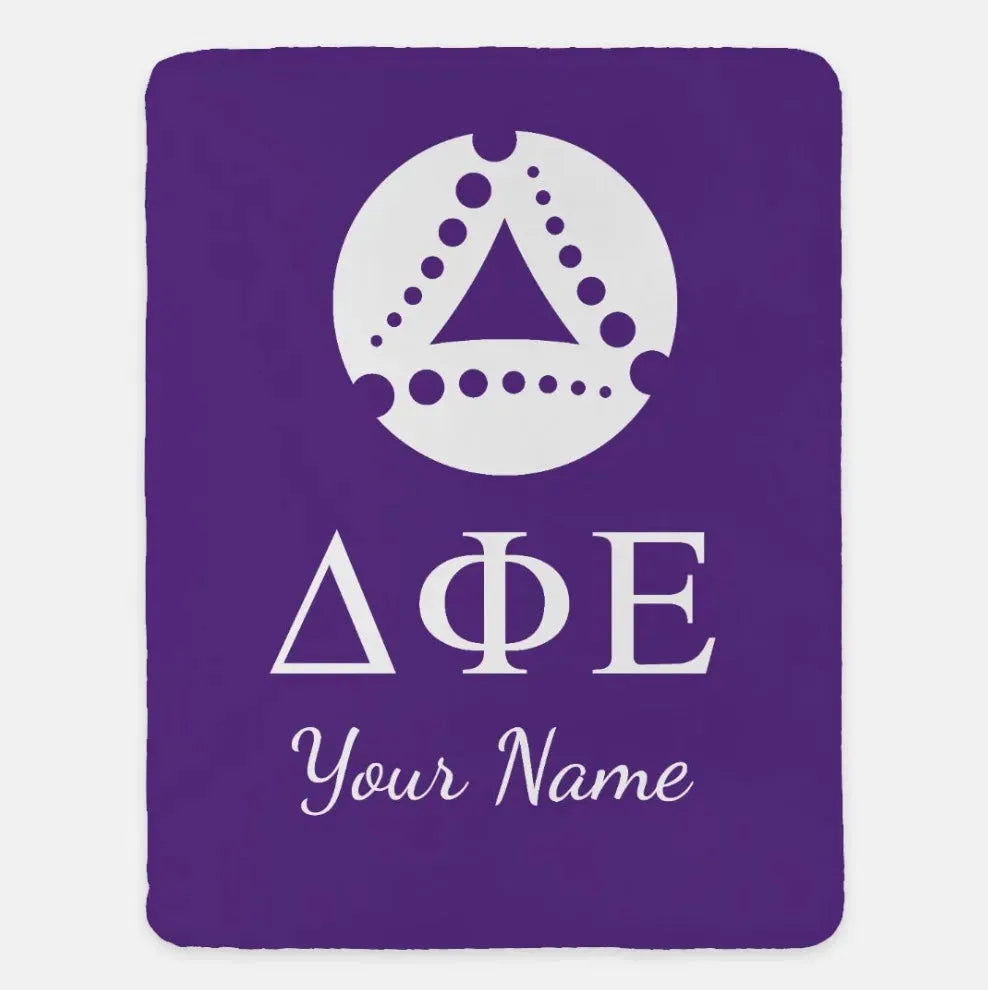 Personalized Delta Phi Epsilon XL 60x80 Sherpa Throw Blanket Purple Throw Blankets
