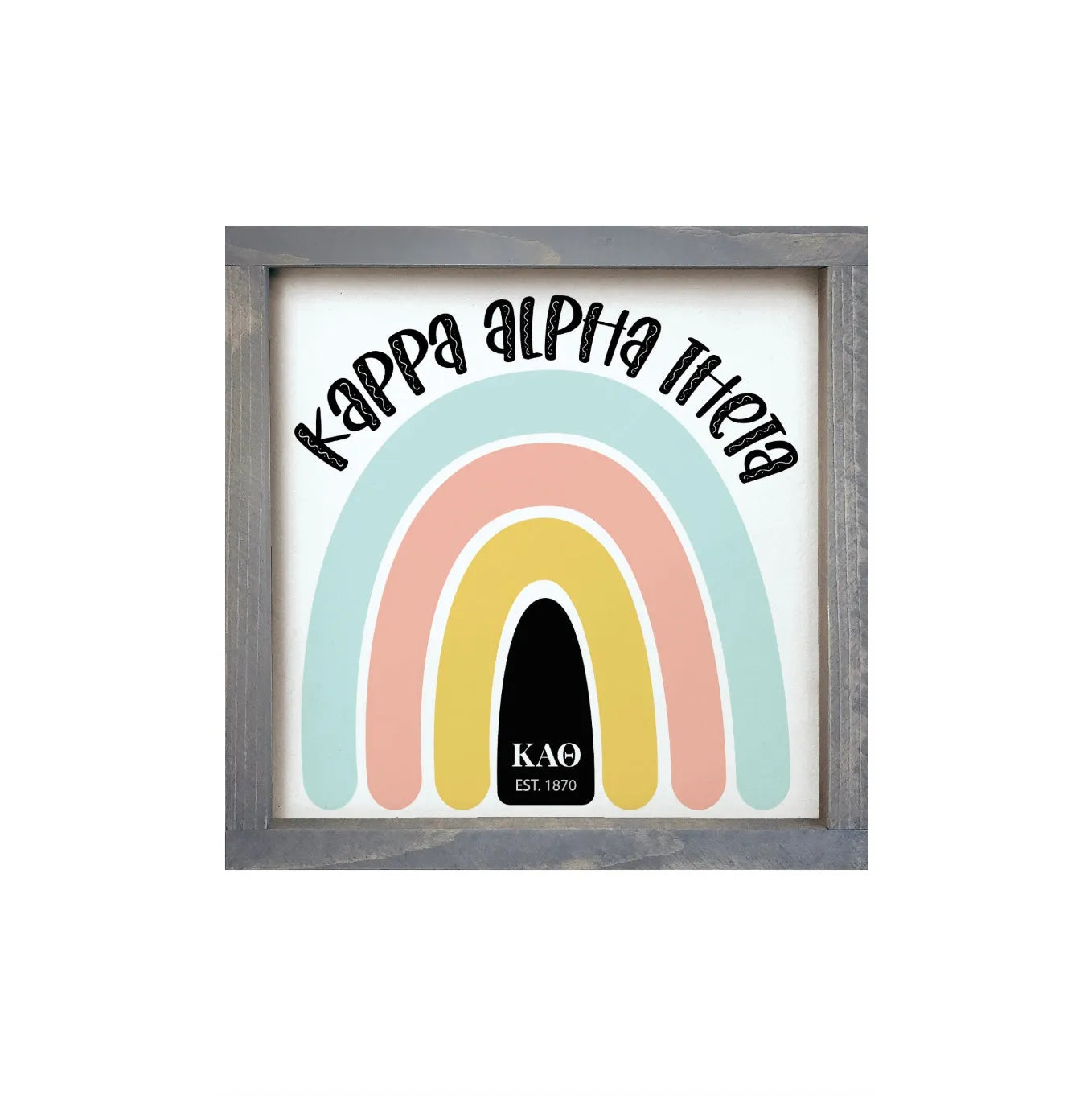 Kappa Alpha Theta 12x12 Rainbow Wood Framed Sign Weathered Gray Wall Art & Signs
