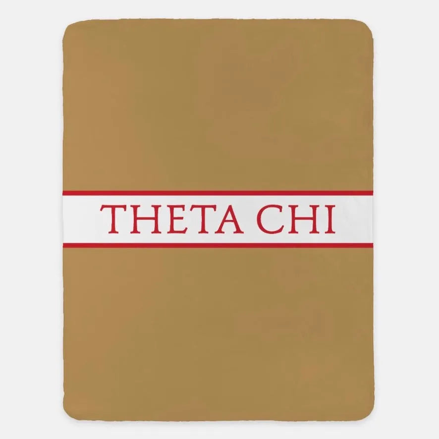 Theta Chi XL 60x80 Blanket - Traditional Center Band Gold Red Throw Blankets