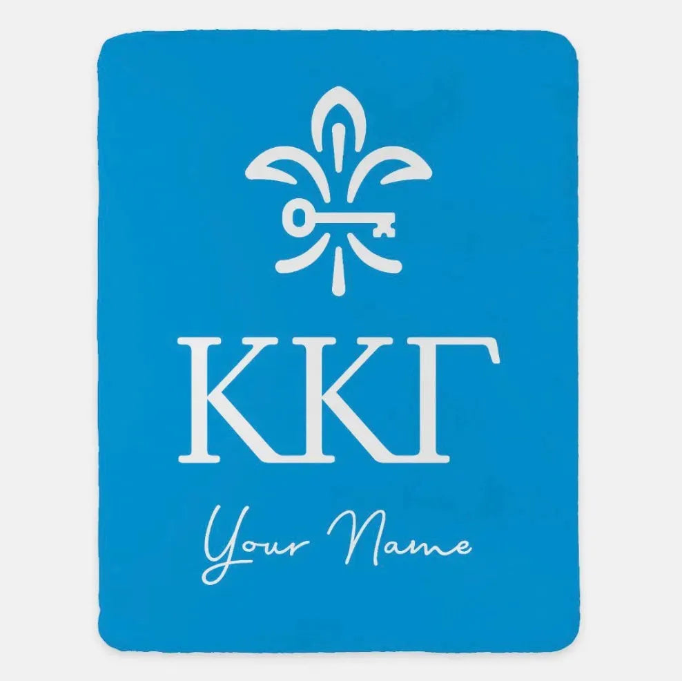 Personalized Kappa Kappa Gamma XL 60x80 Sherpa Throw Blanket Gamma Blue Throw Blankets