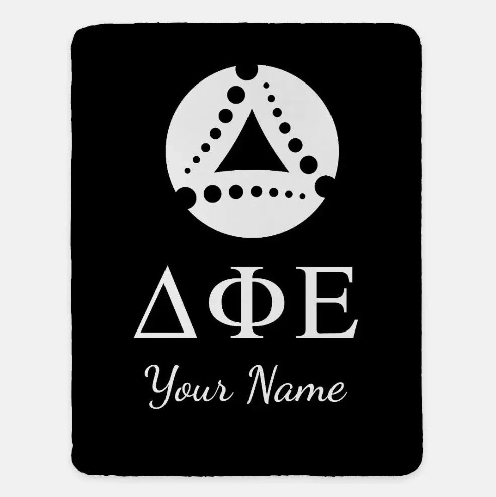 Personalized Delta Phi Epsilon XL 60x80 Sherpa Throw Blanket Black Throw Blankets