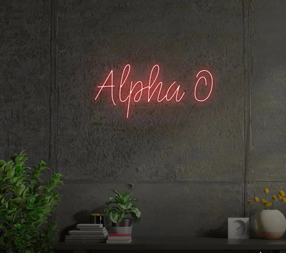 Alpha O LED Neon Script Sign w/ Dimmer Neon Signs