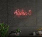 Alpha O LED Neon Script Sign w/ Dimmer | Dorm Decor | Party Sign Gifts