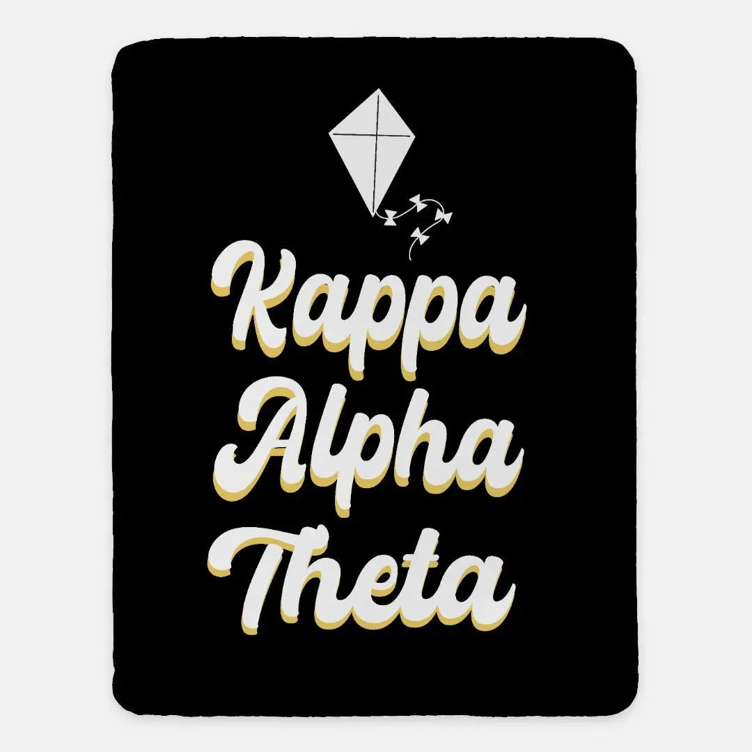 Kappa Alpha Theta XL 60x80 Sherpa Throw Blanket - Retro Throw Blankets