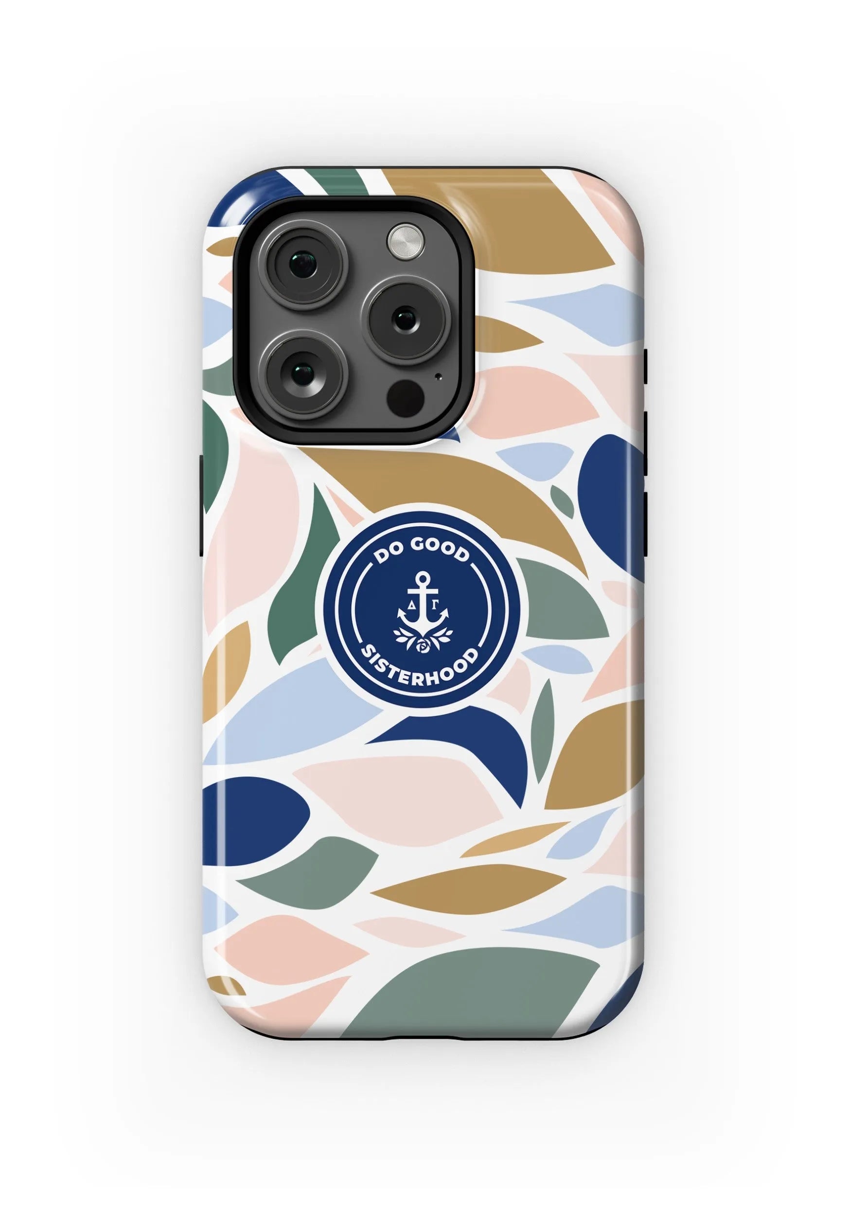 Delta Gamma iPhone 16, 15, 14 Mobile Phone Case - Flat Leaf Pattern Gloss Mobile Phone Cases