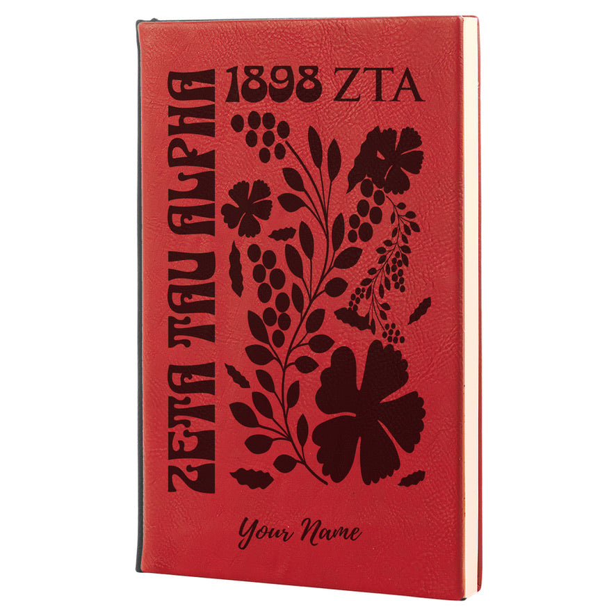 Zeta Tau Alpha Personalized Leatherette Notebook Journal Retro Floral