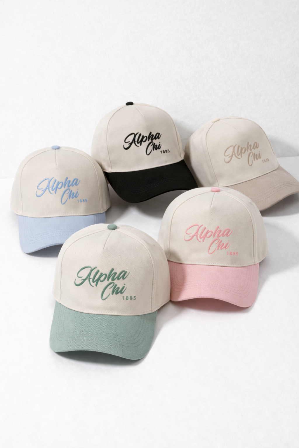 Alpha Chi Embroidered Two-Tone Baseball Cap - Script 1885 | AXO Gifts