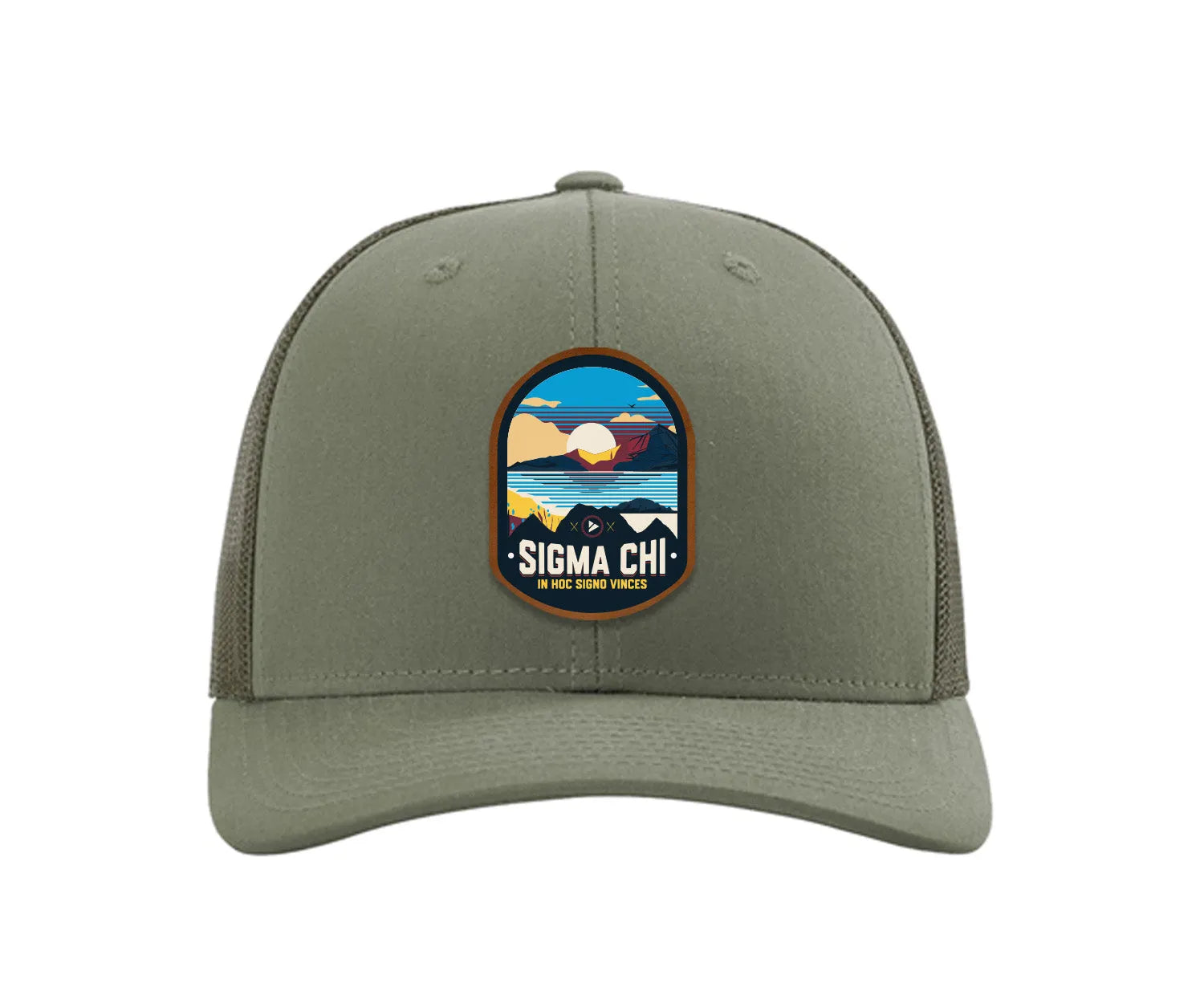 Sigma Chi Richardson 112 UV Print Leatherette Patch Trucker Hat - Ventura Loden Trucker Hat