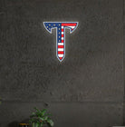 Troy University American Flag T LED UV Print Neon Sign w/ Dimmer - 20" Neon Signs