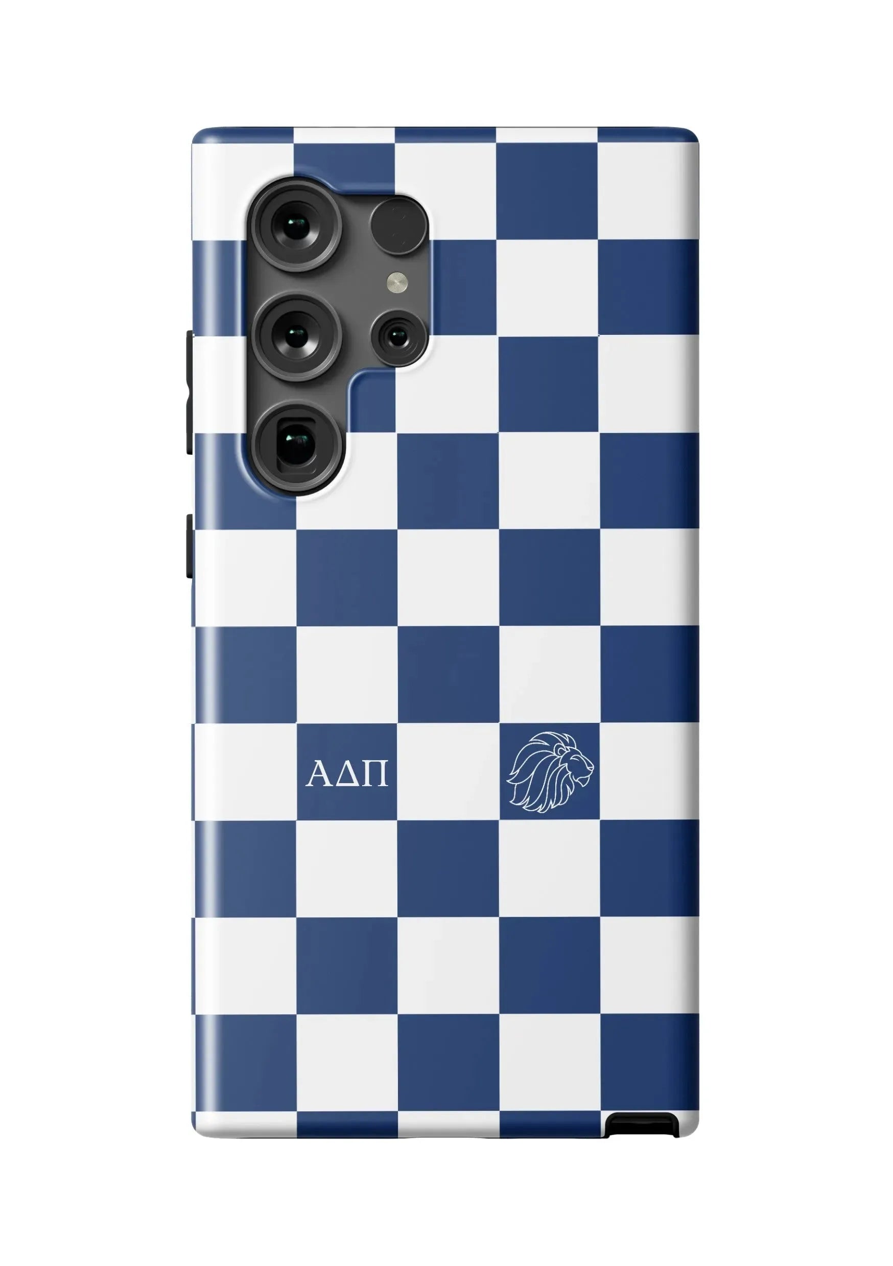 Alpha Delta Pi Samsung Galaxy 24, 23 Mobile Phone Case - Midnight Blue Check Matte Mobile Phone Cases