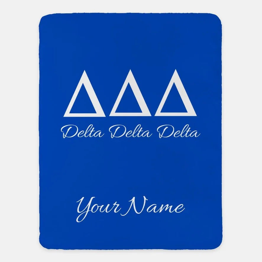 Personalized Delta Delta Delta Sherpa Blanket - Greek Letters 60x80