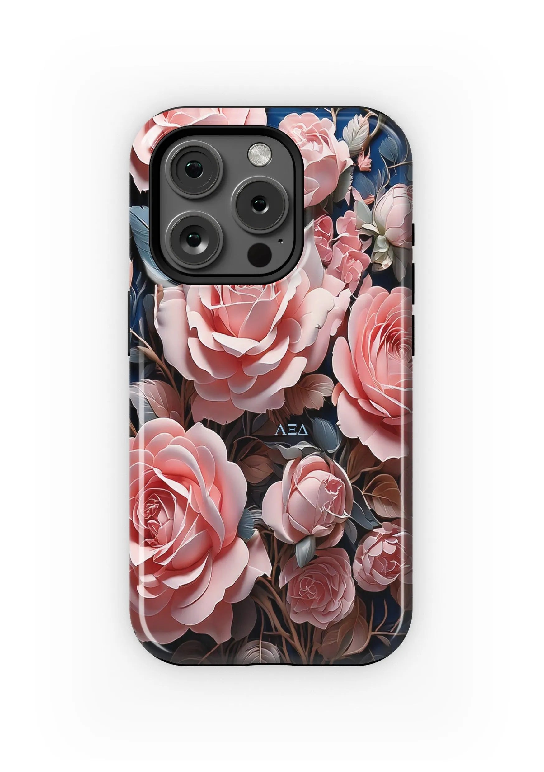 Alpha Xi Delta iPhone 16, 15, 14 Mobile Phone Case - Pink Roses Gloss Mobile Phone Cases
