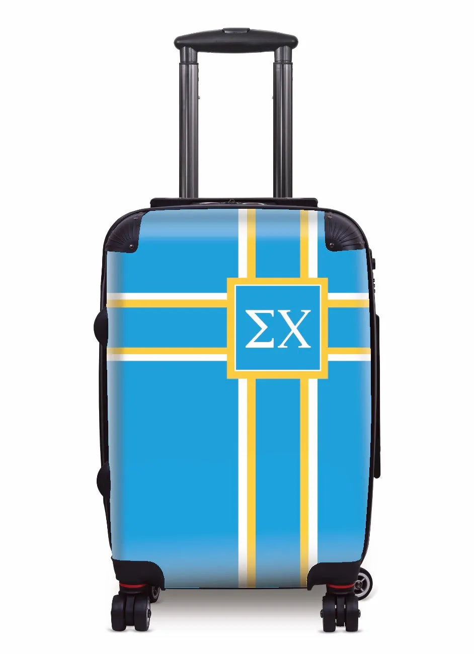 Sigma Chi Carry-On Suitcase - Cross Stripes Blue Suitcases