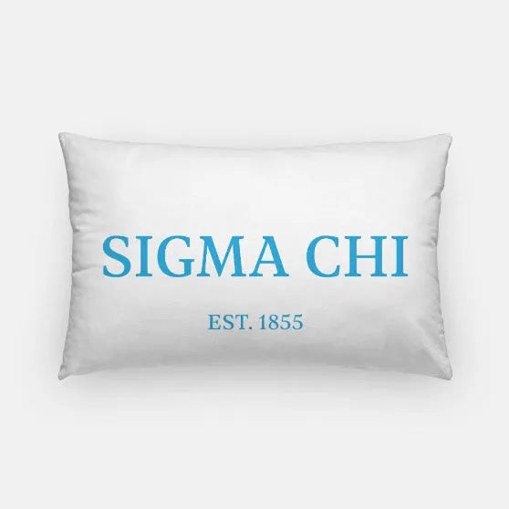 Sigma Chi Lumbar Pillow Cover - 1855 White Blue Pillow Covers
