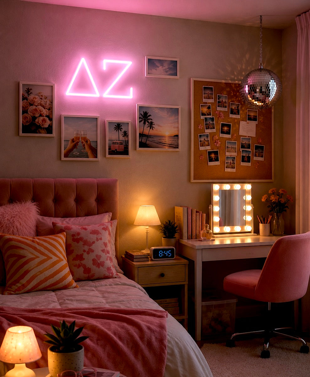 Delta Zeta Greek Letters LED Neon Sign w/ Dimmer | DZ Dorm Wall Sign
