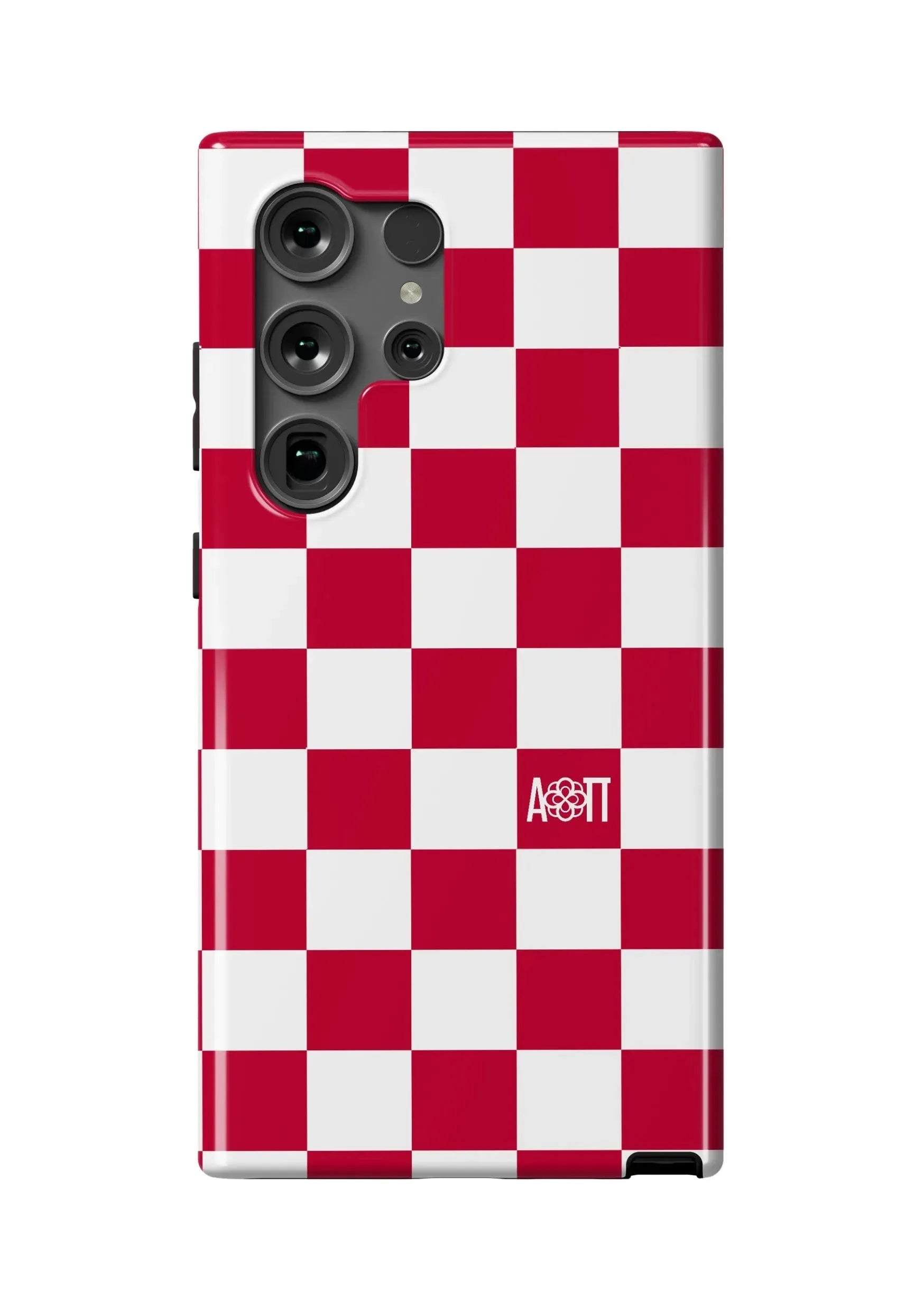 Alpha Omicron Pi Samsung Galaxy 24, 23 Mobile Phone Case - Red Check Gloss Mobile Phone Cases