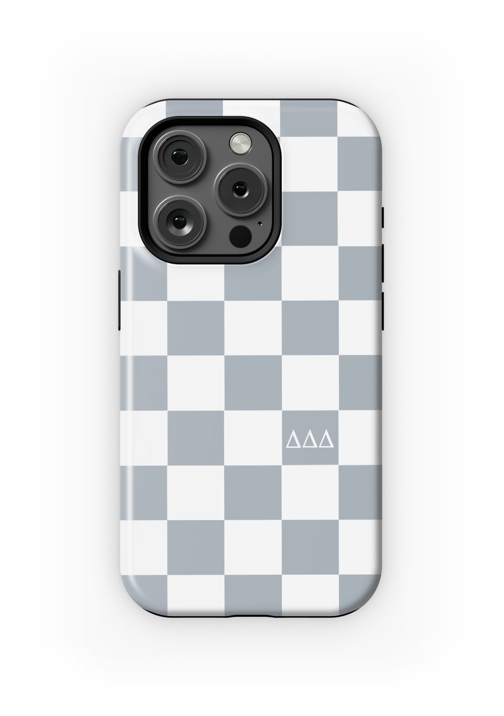 Tri Delta iPhone 16, 15, 14 Mobile Phone Case - Silver Check Matte Mobile Phone Cases