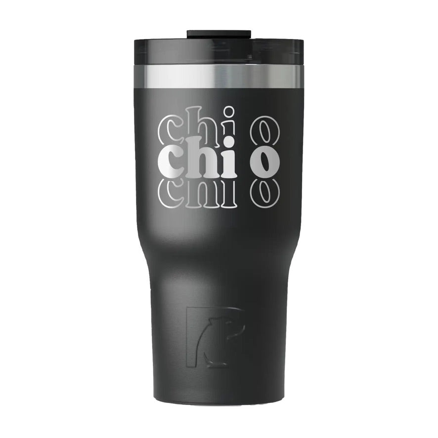 Chi Omega RTIC 20 oz Essential Ceramic Lined Tumbler - Stacked Letters