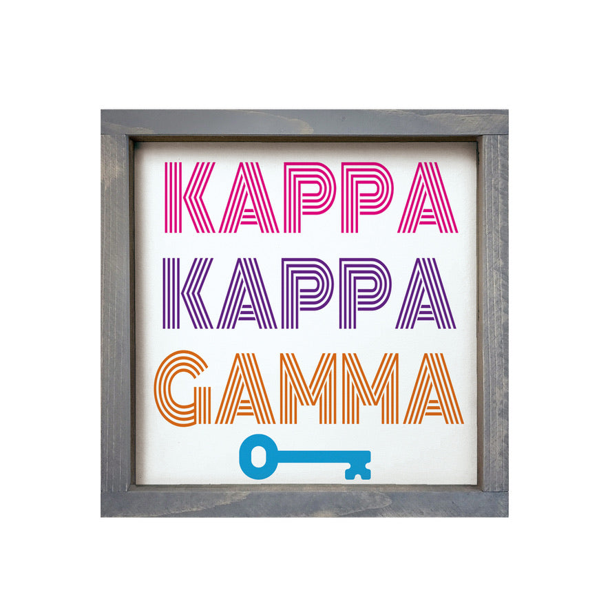 Kappa Kappa Gamma Wood Framed Sign 12"x12" - Monoton | KKG Gifts