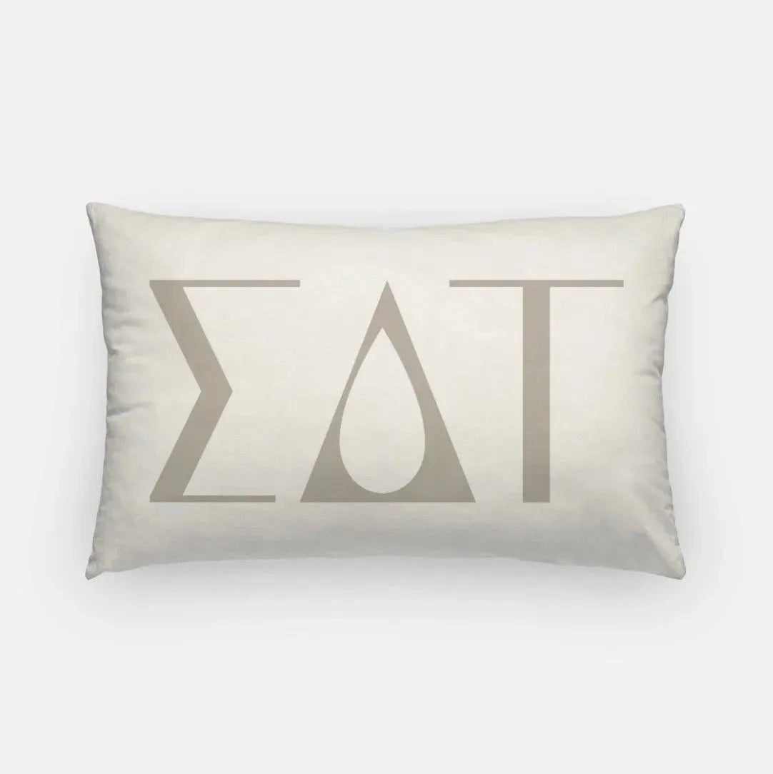 Sigma Delta Tau Lumbar Pillow Cover - Knockout Greek Letters Cream Pillow Covers