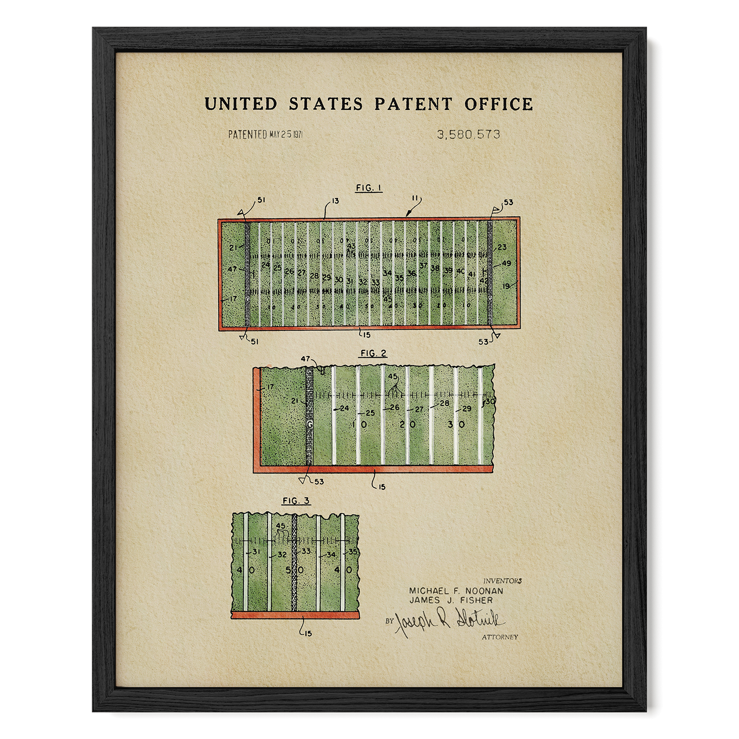 Football Field US Patent Art Print | Dorm Decor For Guys | Sports | Campus Greek Fit