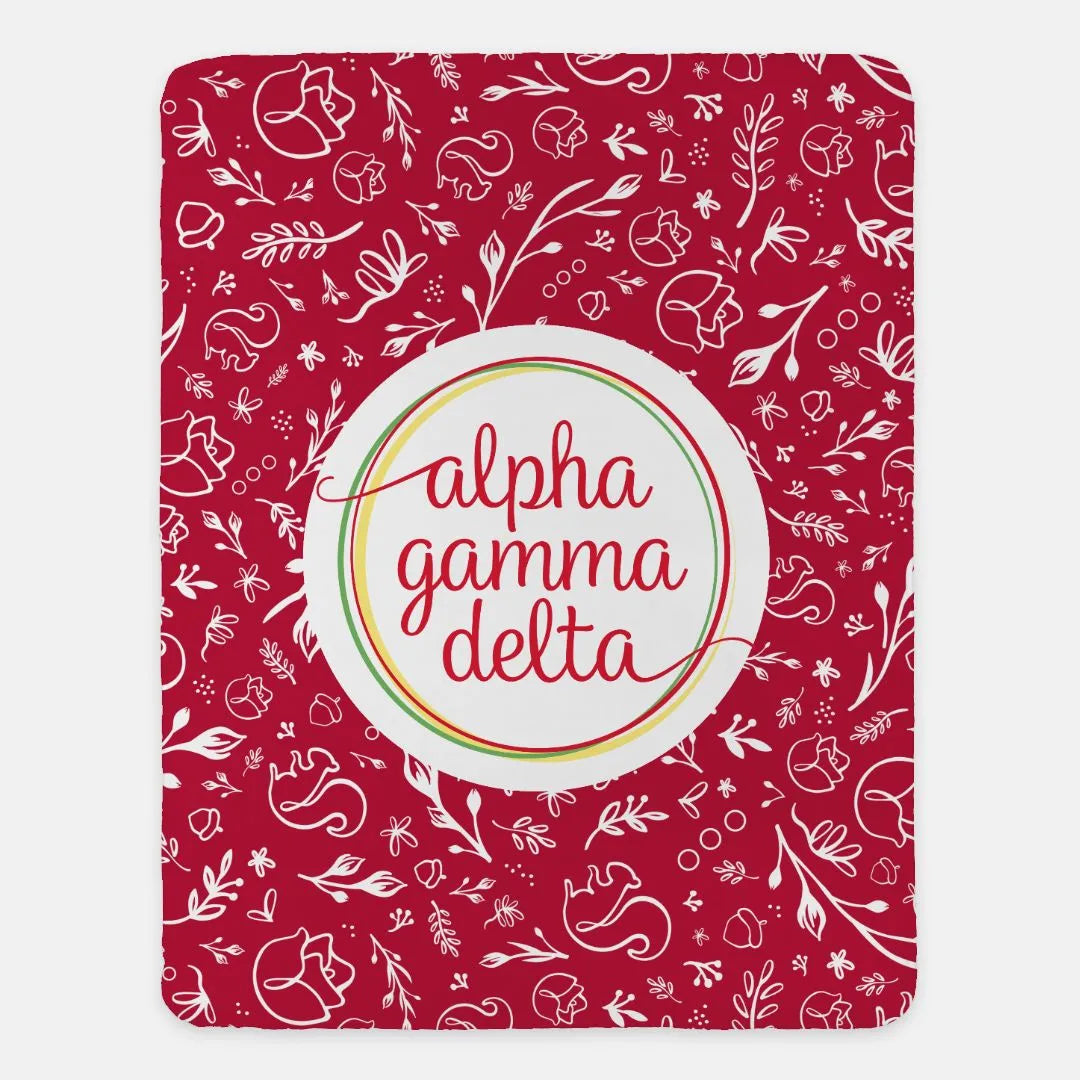 Alpha Gamma Delta XL 60x80 Sherpa Blanket Red Combo | Gifts & Decor