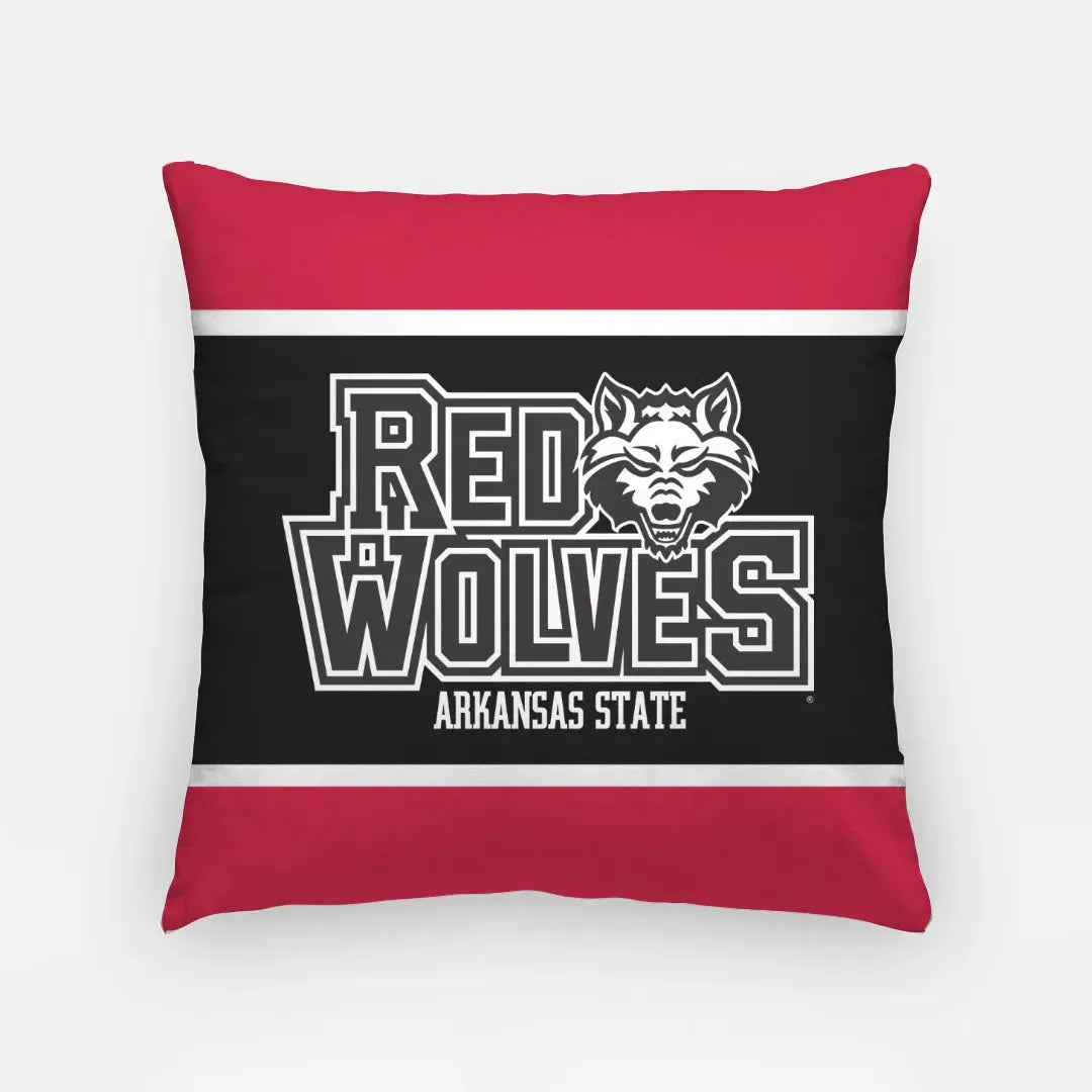Arkansas State 18" Red Wolves Black Stripe Pillow Cover Pillow Covers