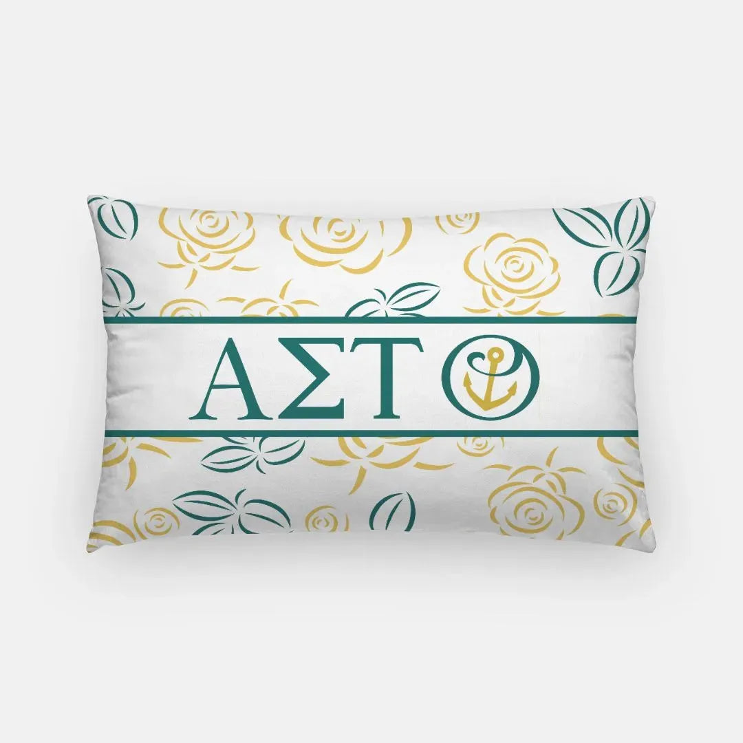 Alpha Sigma Tau Lumbar Pillow Cover - Rose Sketch Pillow Covers