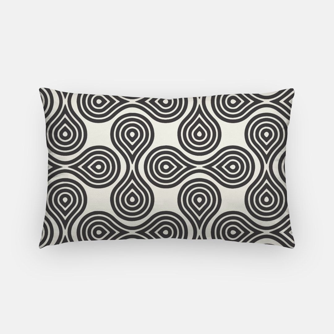 Black and White Swirl Lumbar Throw Pillow Cover | Custom Dorm Decor