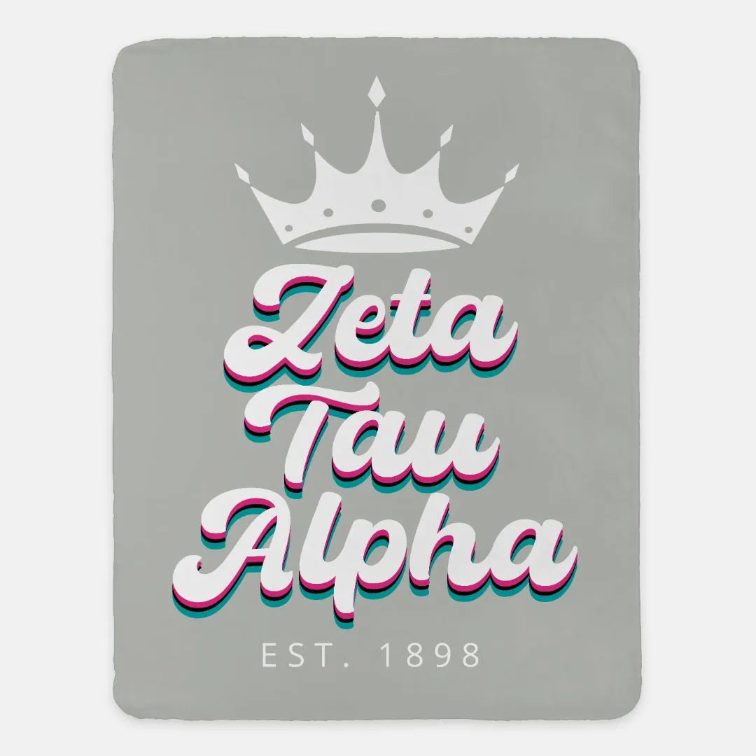 Zeta Tau Alpha XL 60x80 Sherpa Blanket - Retro | ZTA Gifts and Decor