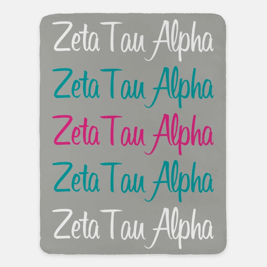 Zeta Tau Alpha XL 60x80 Sherpa Throw Blanket - Script | ZTA Merch