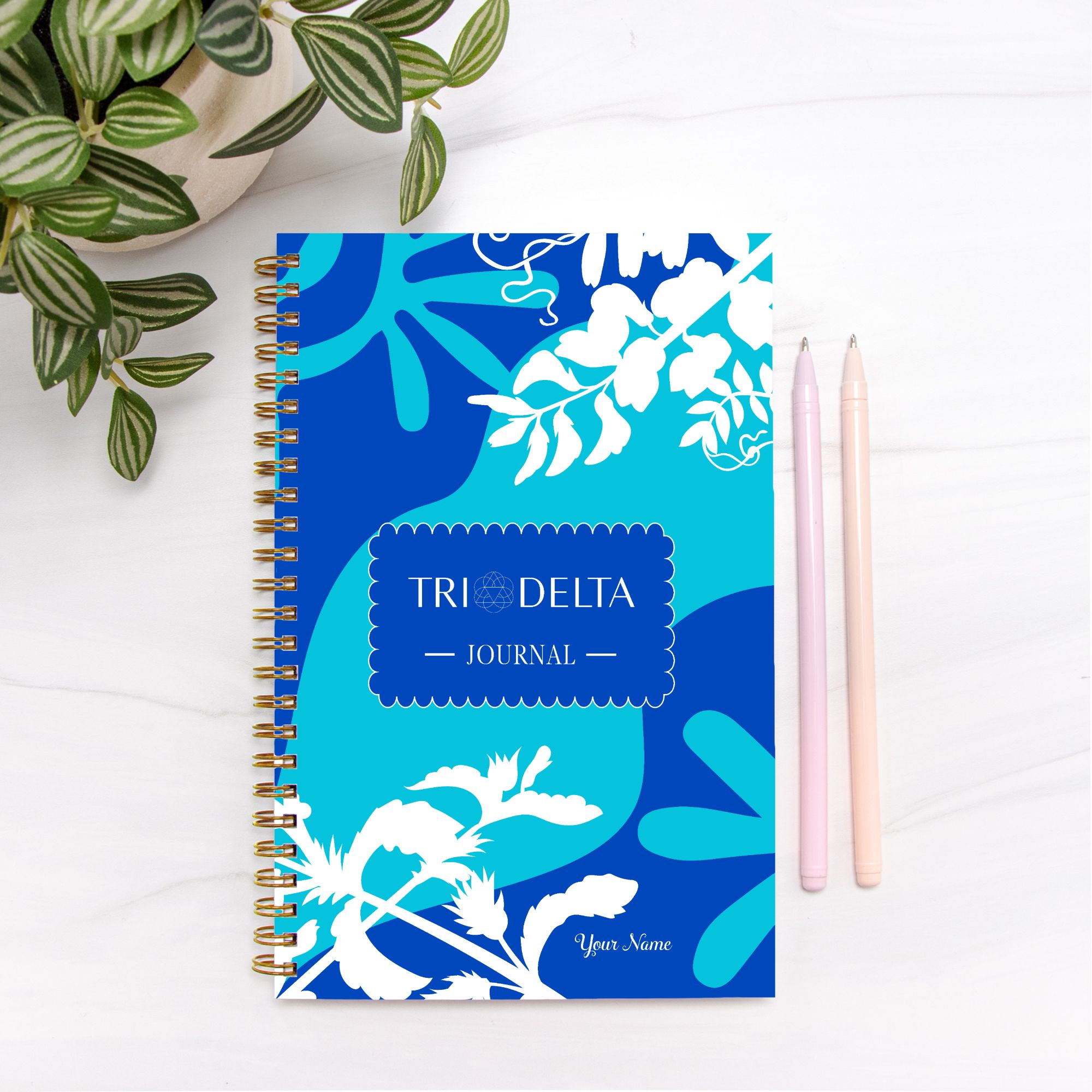 Tri Delta Personalized Notebook Journal - Abstract Leaves