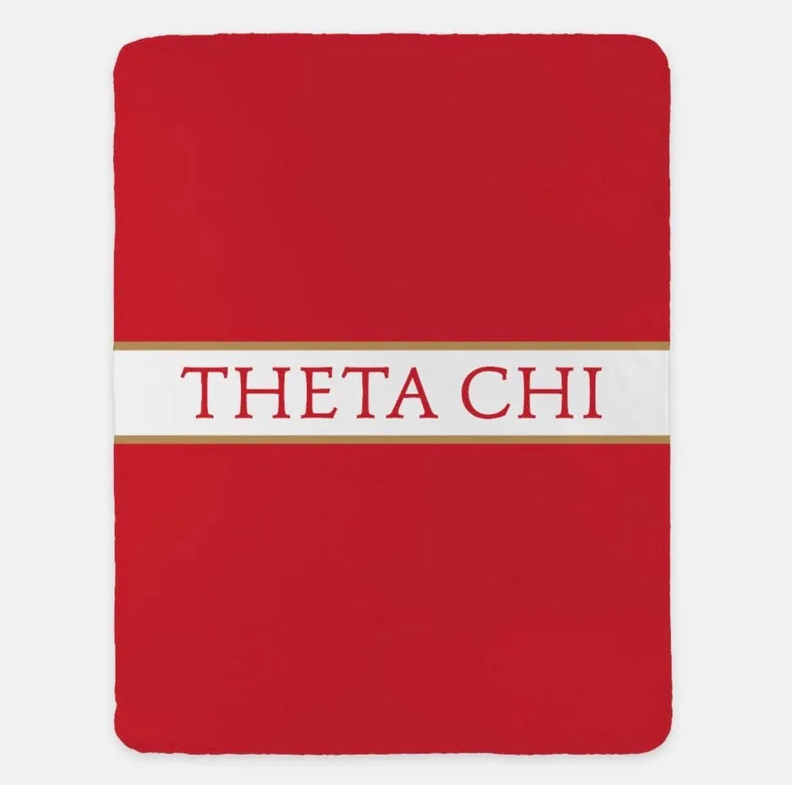 Theta Chi XL 60x80 Blanket - Traditional Center Band Red Gold Throw Blankets