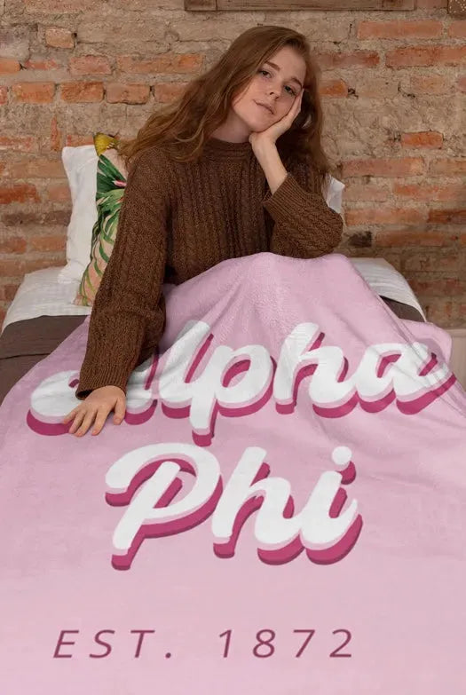 Alpha Phi XL 60x80 Retro Sherpa Blanket Throw Blankets