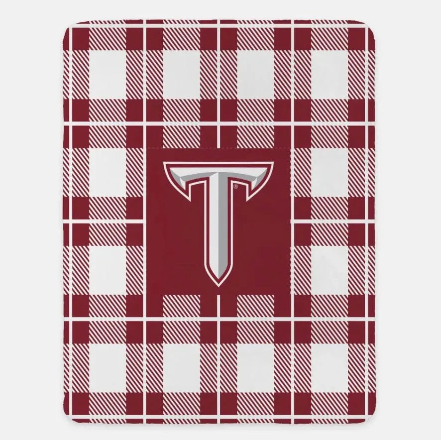 Troy University XL 60x80 T Sherpa Blanket Cardinal Throw Blankets