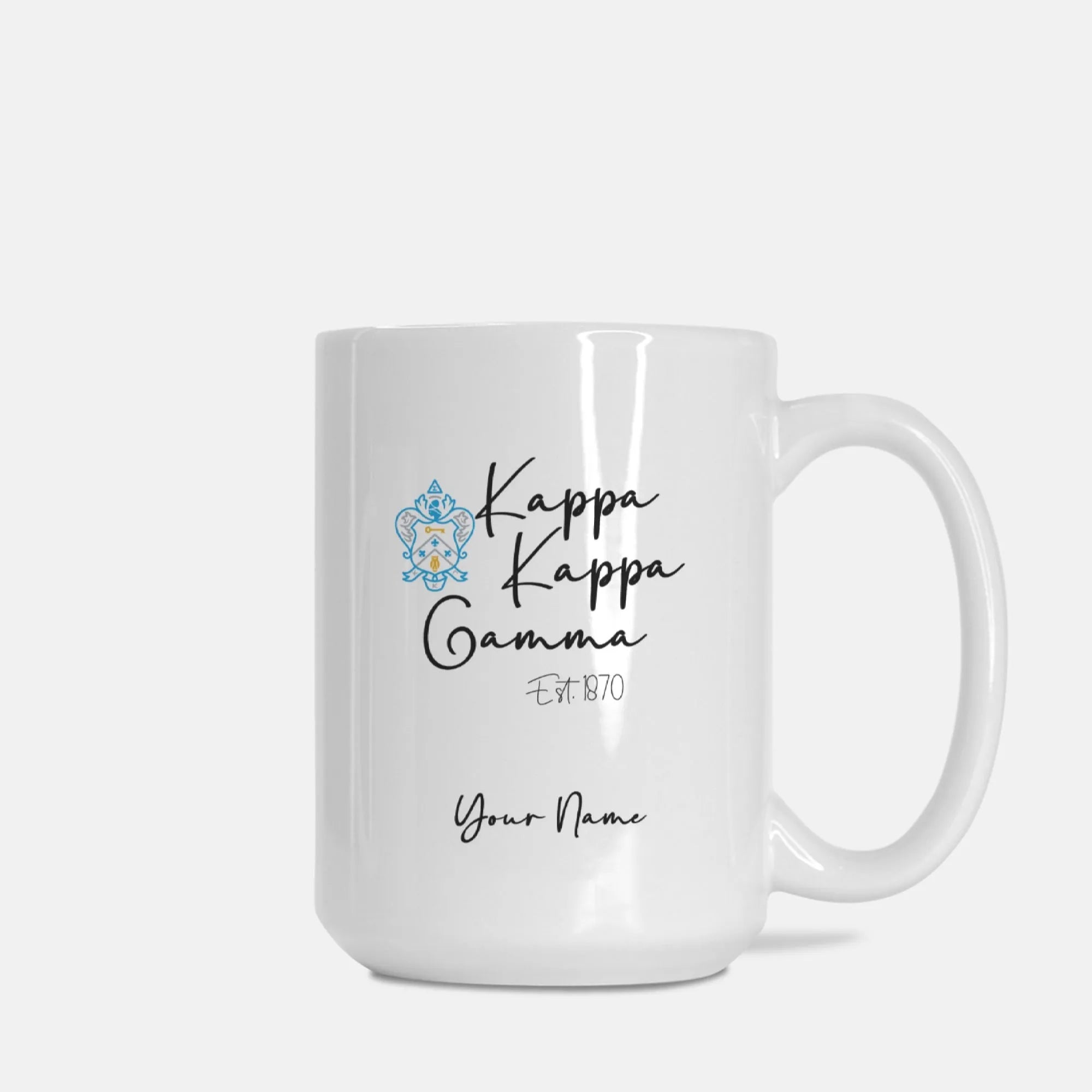 KKG Personalized Mug Deluxe 15 oz. - Crest | Official Kappa Kappa Gamma Gift Shop