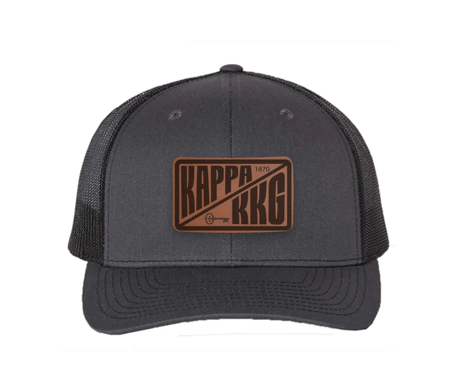 Kappa Kappa GammaRichardson 112 Leatherette Patch Trucker Hat - Divide Charcoal Black Trucker Hat