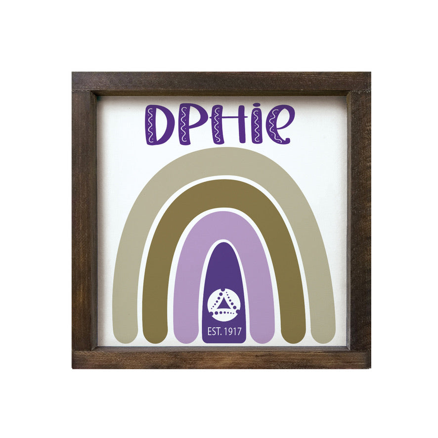 Delta Phi Epsilon 12x12 Wood Framed Sign - Rainbow | DPHIE Gifts