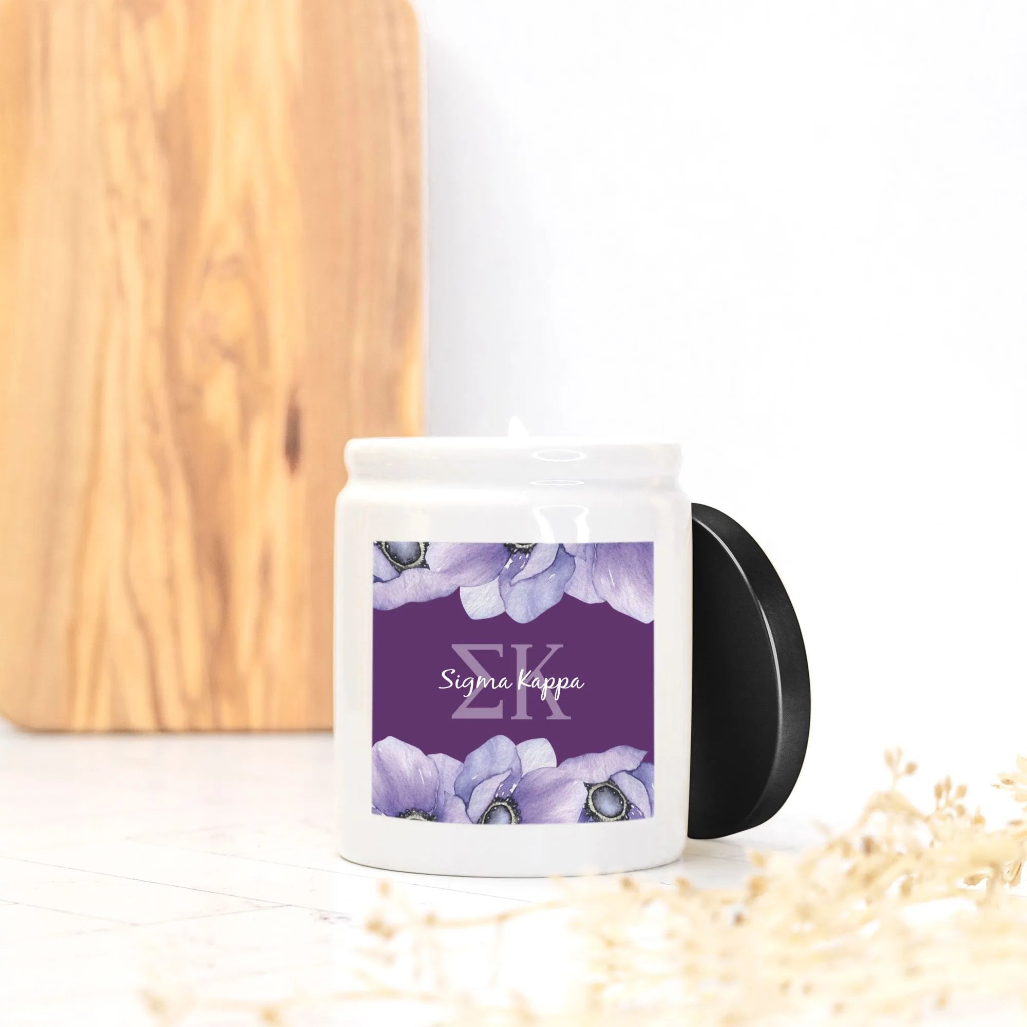 Sigma Kappa Violets Candle Ceramic 8oz | Custom Gifts and Decor | Festive Fit Home