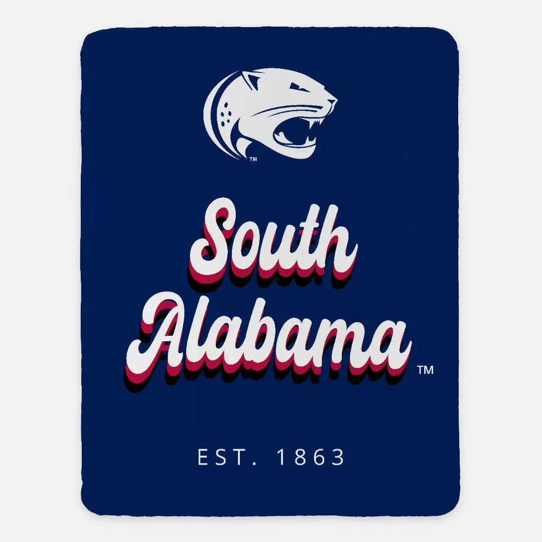 University of South Alabama XL 60x80 Retro Sherpa Blanket Throw Blankets