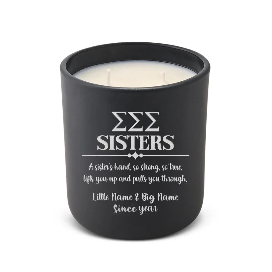 Personalized Tri Sigma Laser Engraved Candle 12 oz. - Sisters