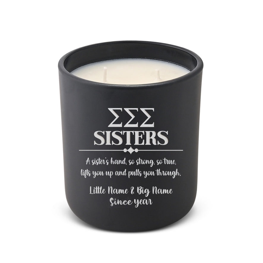 Personalized Tri Sigma Laser Engraved Candle 12 oz. - Sisters