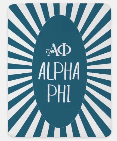 Alpha Phi XL 60x80 Sherpa Blanket - Starburst Steel Blue Throw Blankets