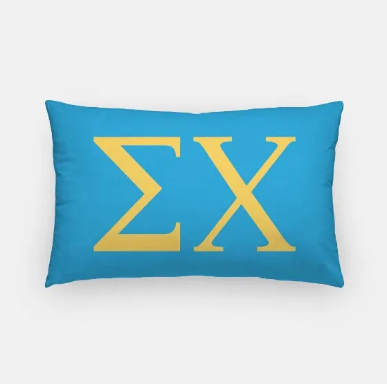 Sigma Chi Lumbar Pillow Cover - Greek Letters Blue Goid Pillow Covers