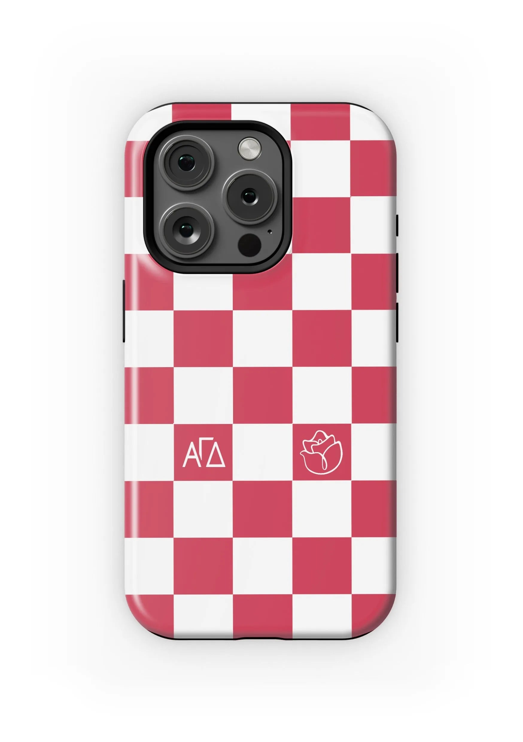 Alpha Gamma Delta iPhone 16, 15, 14 Mobile Phone Case - Red Check Matte Mobile Phone Cases