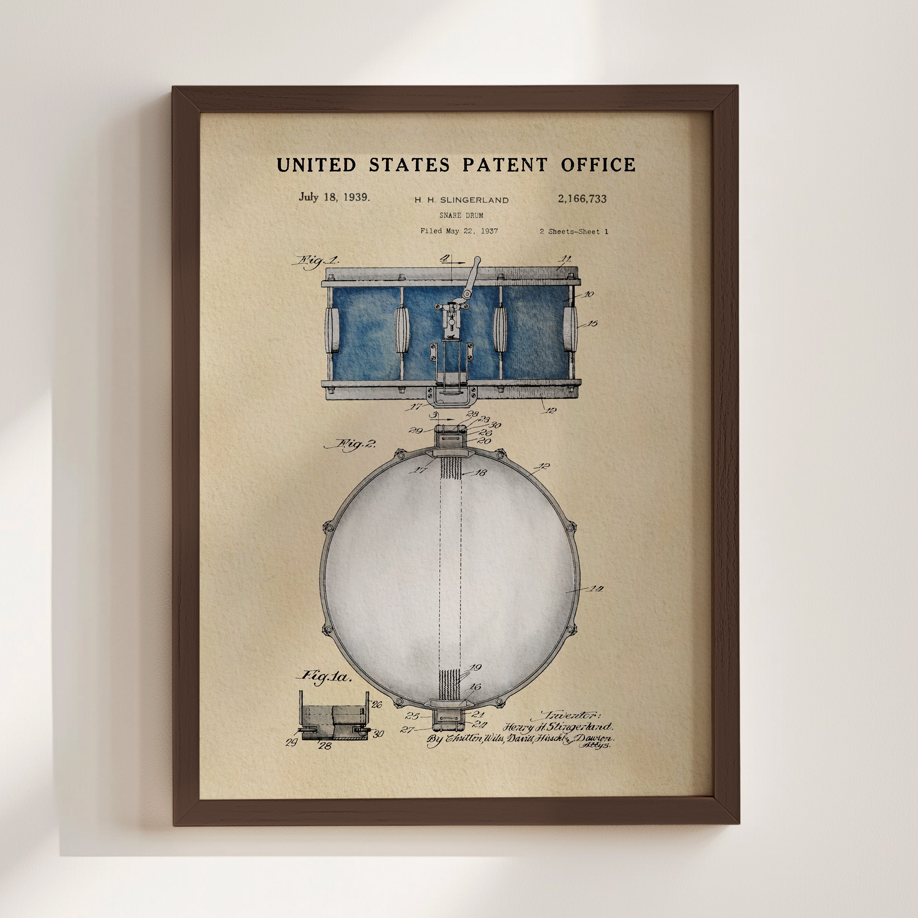 Snare Drum US Patent Art Print | Wall Art | Music-Themed Dorm Decor