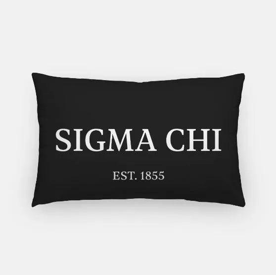 Sigma Chi Lumbar Pillow Cover - 1855 Black White Pillow Covers