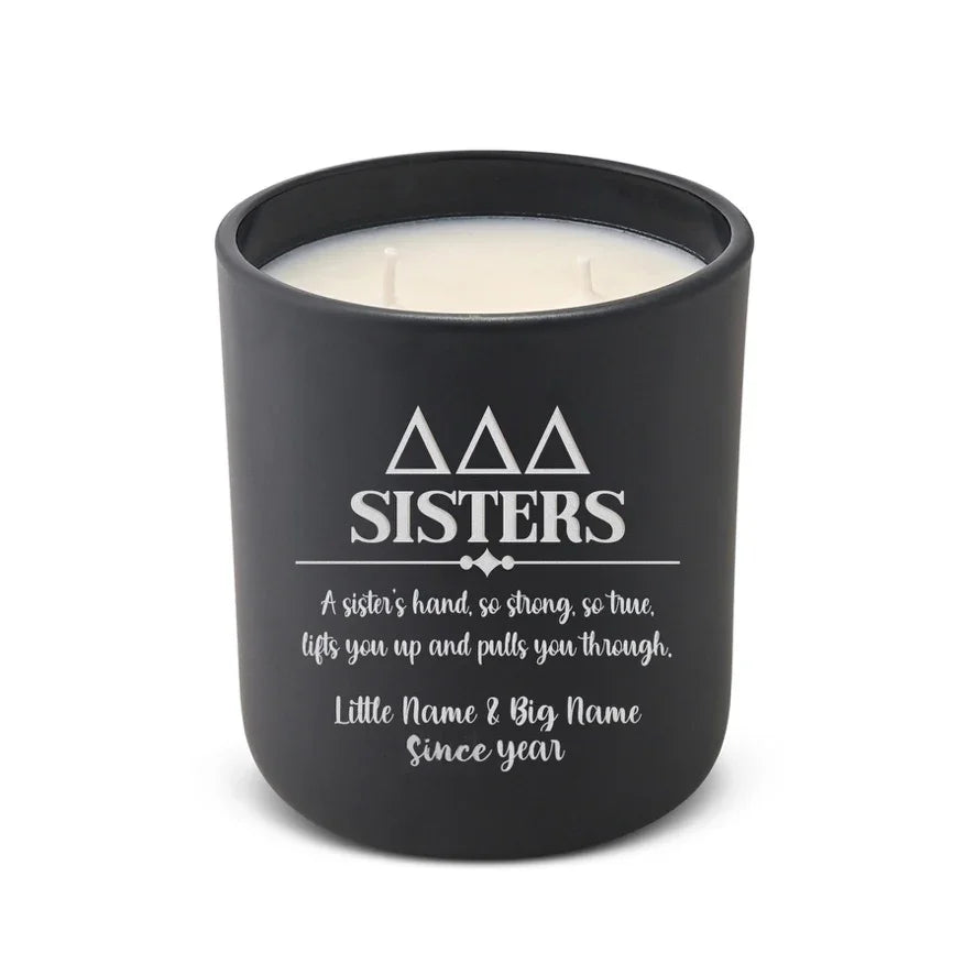 Personalized Tri Delta Laser Engraved Candle 12 oz. Sisters