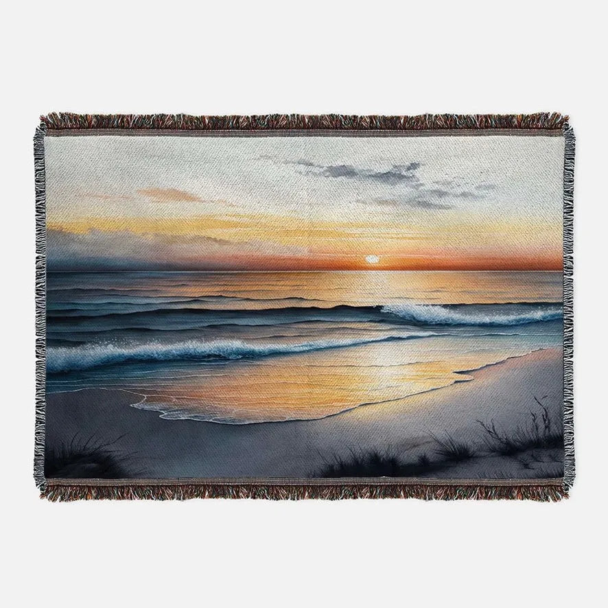 Sunset Beach Woven Tapestry & Blanket Horizontal Decorative Tapestries