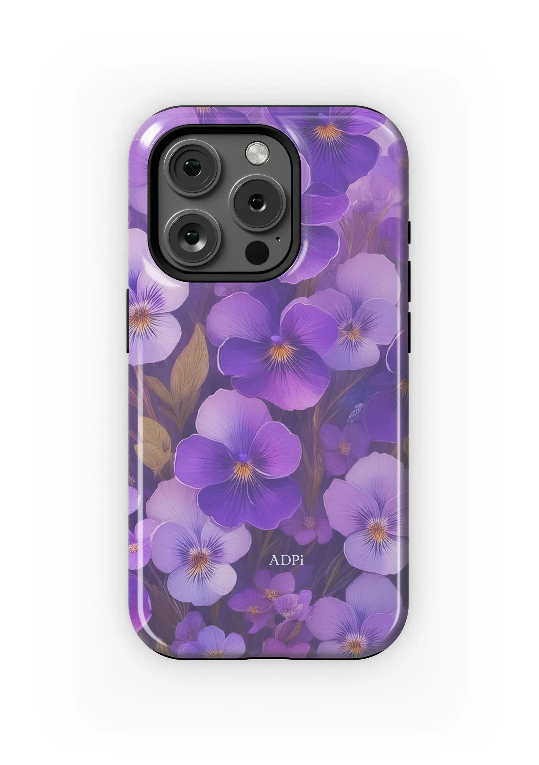 Alpha Delta Pi iPhone 16, 15, 14 Mobile Phone Case - Violets Gloss Mobile Phone Cases